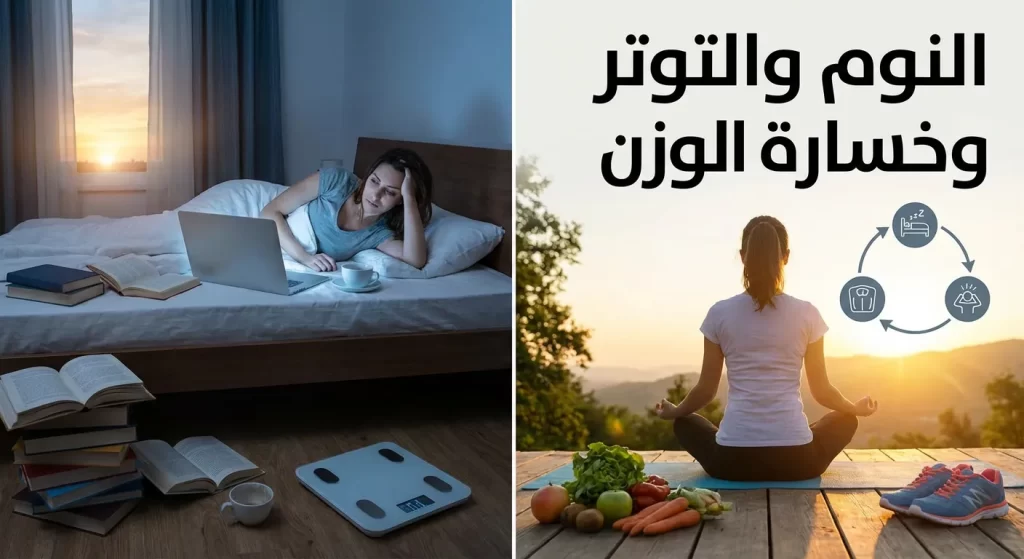 النوم والتوتر وخسارة الوزن: الدليل الشامل لكسر ثبات الوزن بدون قسوة (مع خطة 14 يوما)